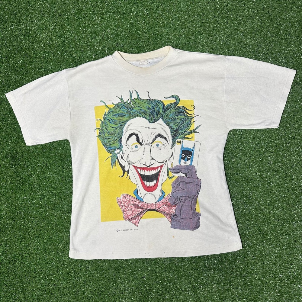Rare Vintage 80s Batman 1989 Joker DC Comics T-Shirt White Men's Large‎